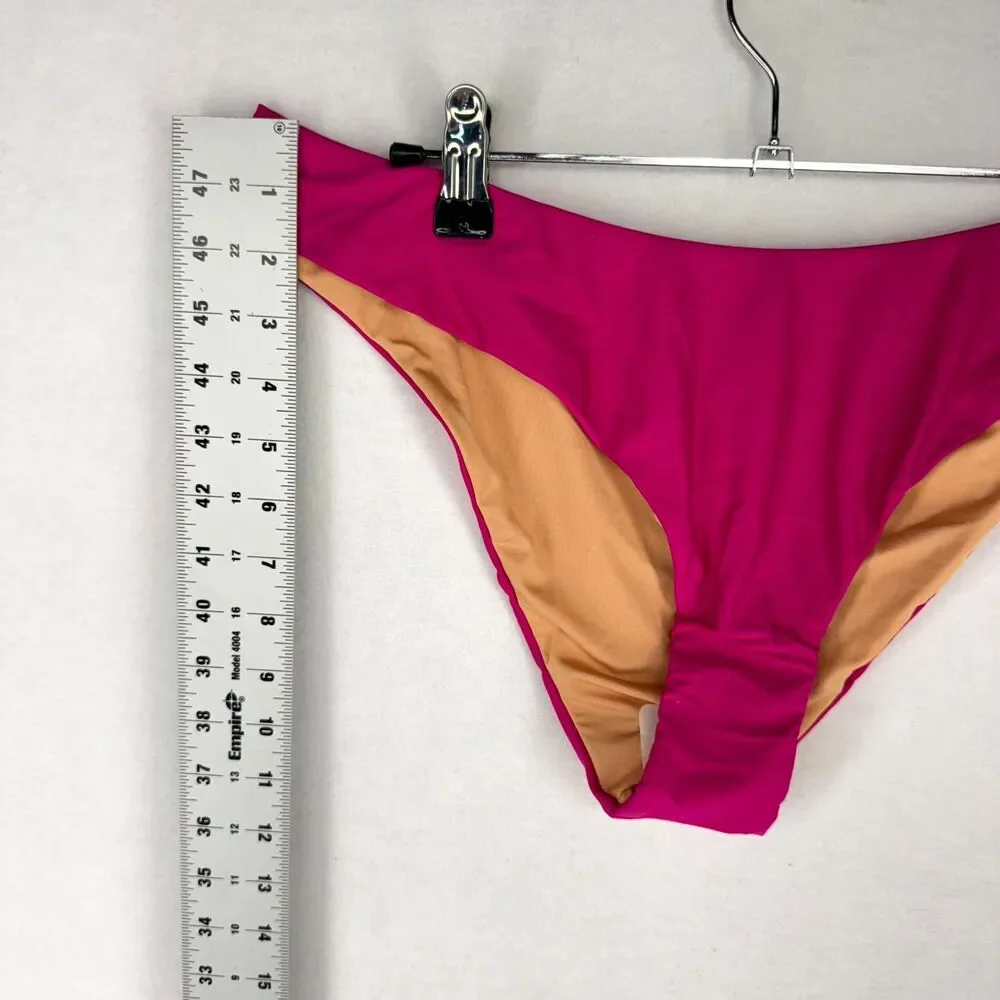 J.Crew High Rise Bikini Bottom Bathing suit Pink Ladies Size‎ L NEW BC125 RFU